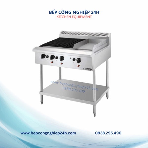 BẾP NƯỚNG NHÂN TẠO 3 HỌNG CÓ MẶT CHIÊN CÓ KỆ